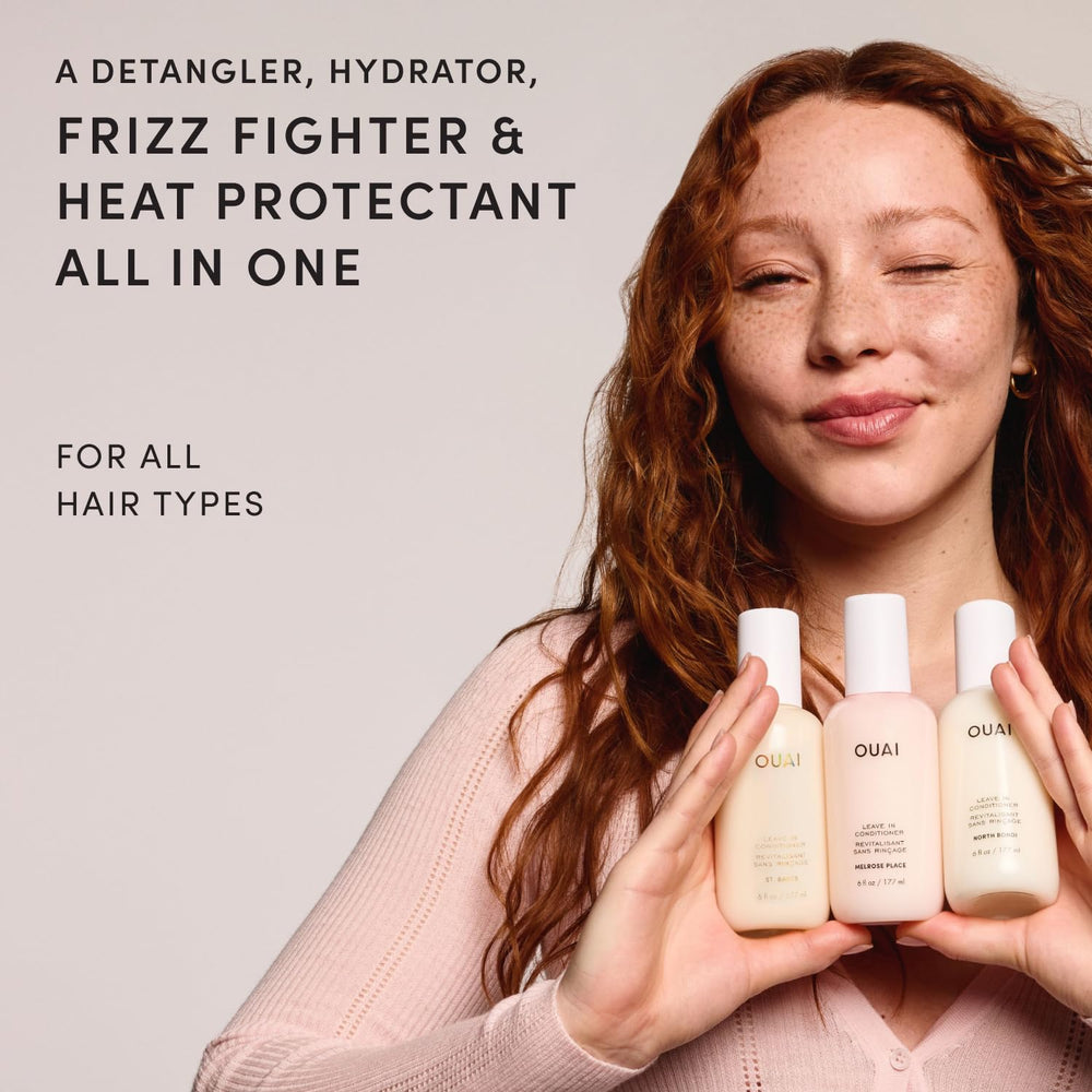 OUAI leave-in conditioner mist texture demonstrating lightweight hydration