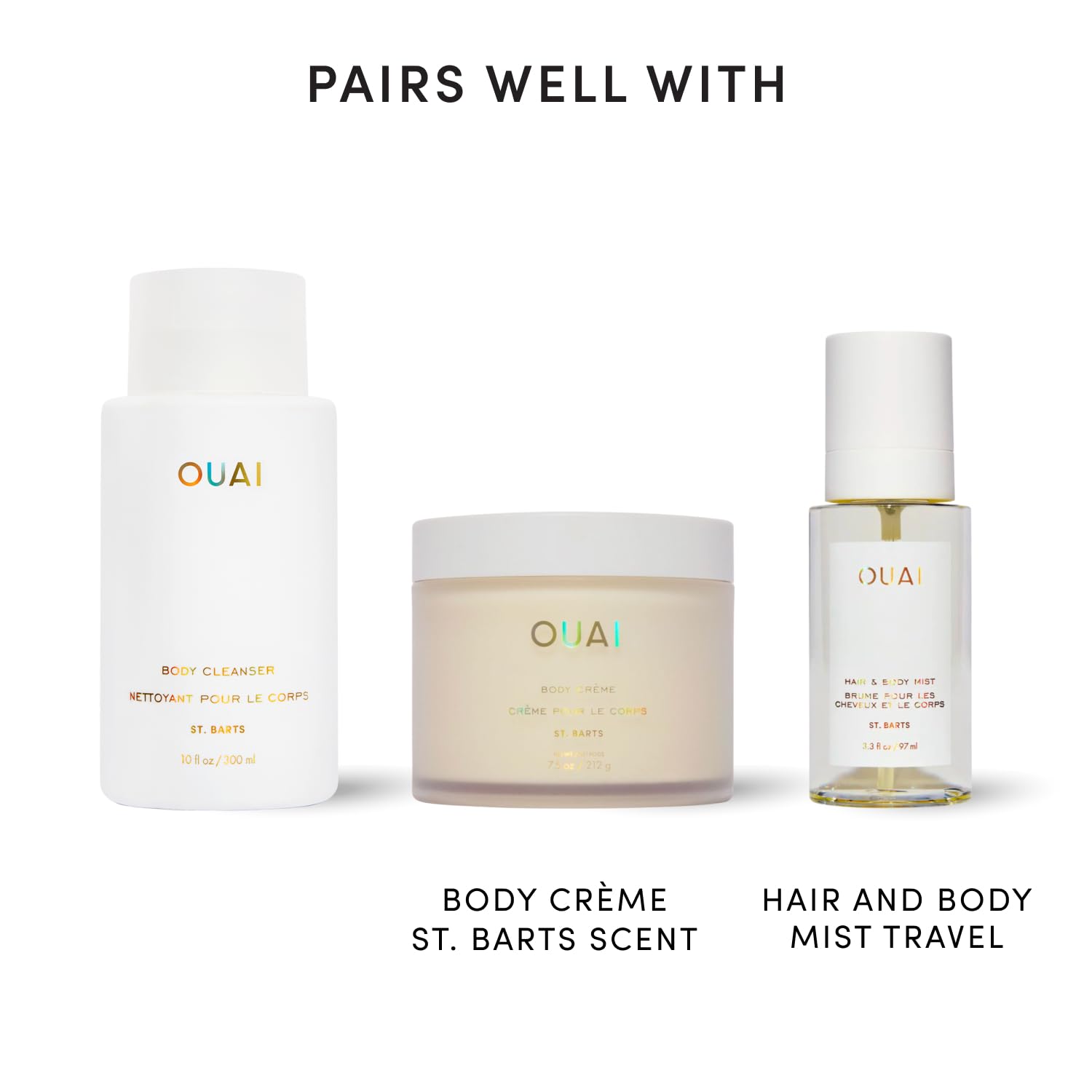 OUAI producto en ambiente de baño relajante que sugiere rutina sensorial