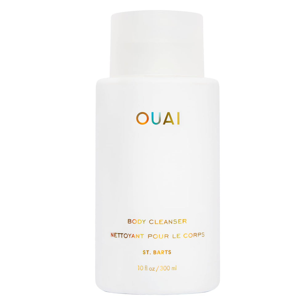 OUAI botella frontal del gel corporal St. Barts mostrando diseño y tamaño práctico