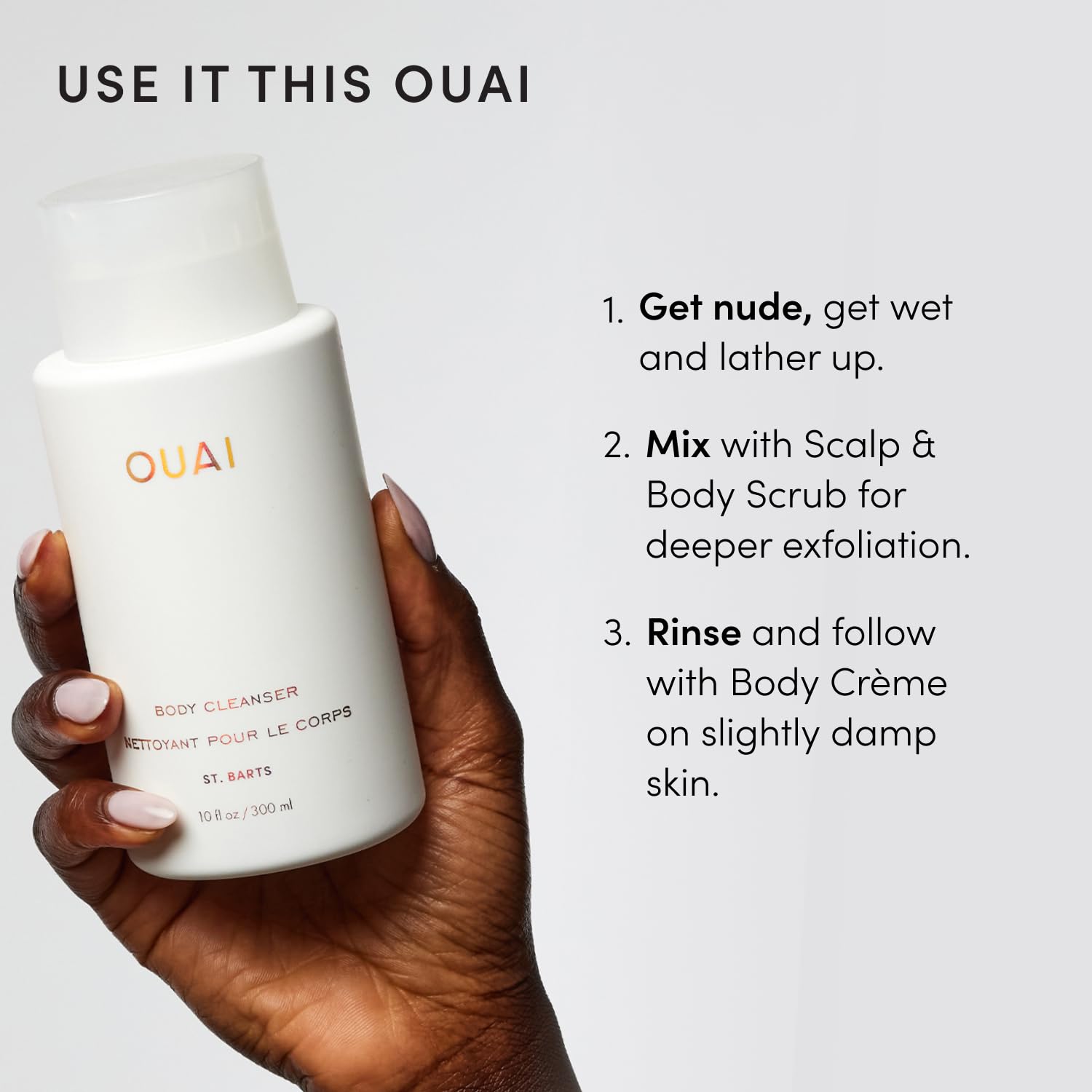 OUAI primeros planos de rosa mosqueta y jojoba, beneficios hidratantes visibles