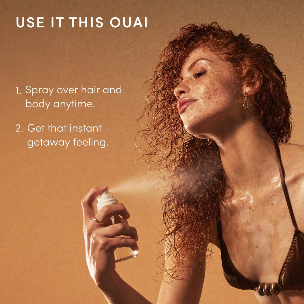 OUAI ingredients label showing paraben-free formula for gentle use benefit
