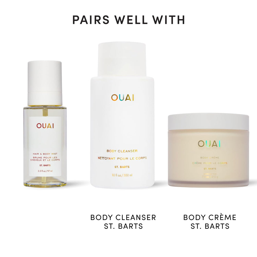 OUAI bottle in hand to show 8 oz scale and travel-ready convenience benefit