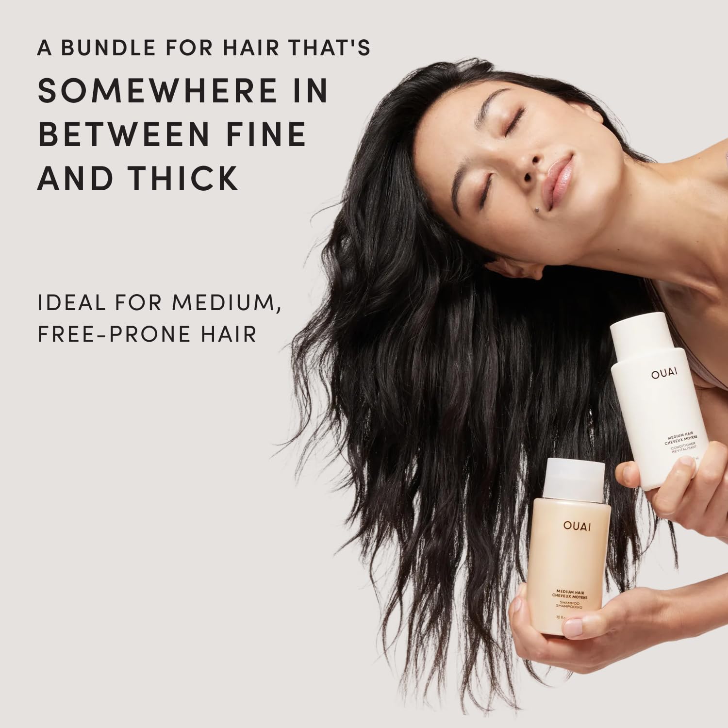 OUAI textura de champú cremosa que limpia y hidrata sin resecar el cabello