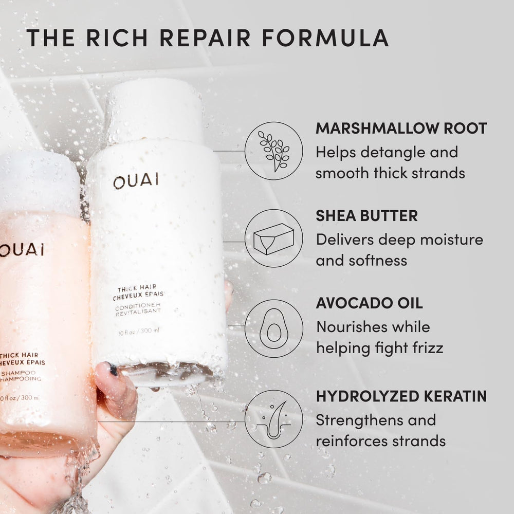 OUAI conditioner cream close-up showing rich hydration