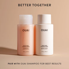 OUAI creamy conditioner texture close-up demonstrating rich hydration