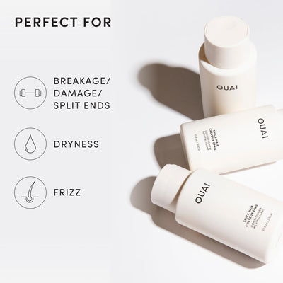 OUAI conditioner held in hand showing 10 oz size and scale