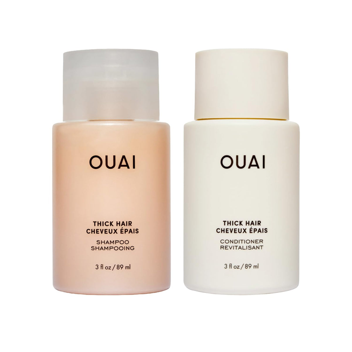 OUAI set frontal con envases travel size, práctico para llevar y probar