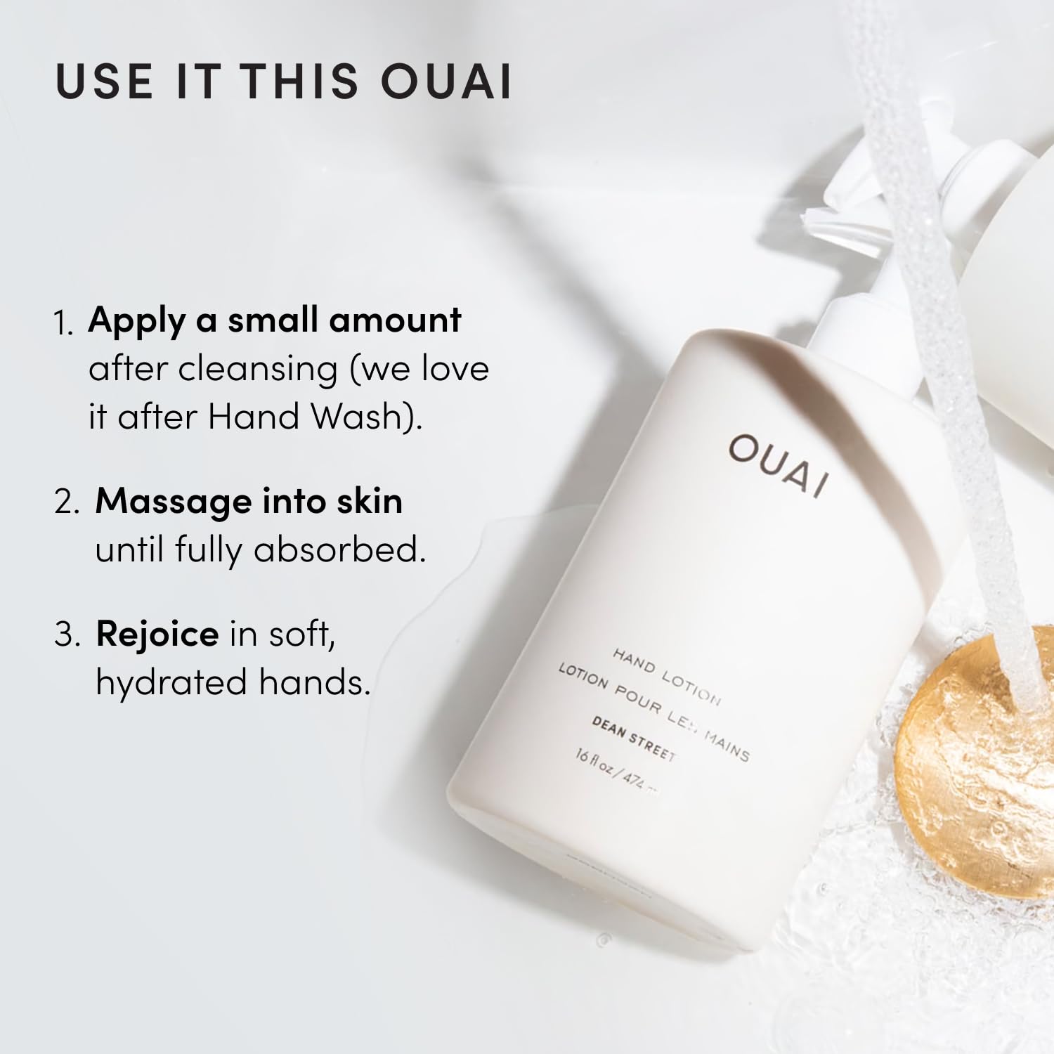 OUAI loción usada en baño para cuidado diario práctico