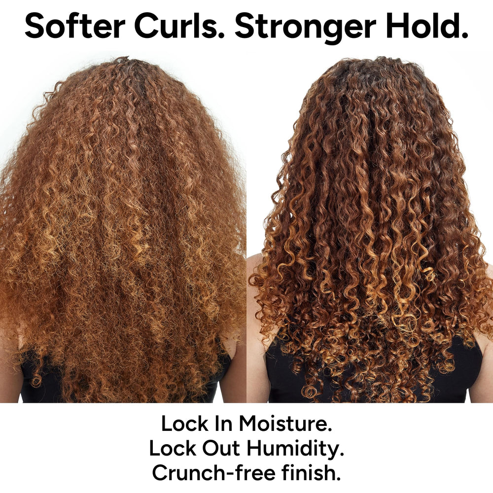 Ouidad comparación antes y después con menos frizz
