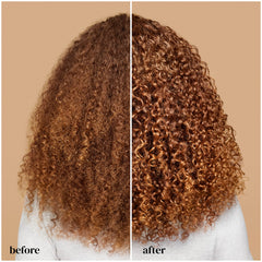 Ouidad before and after image showing frizz control and shine