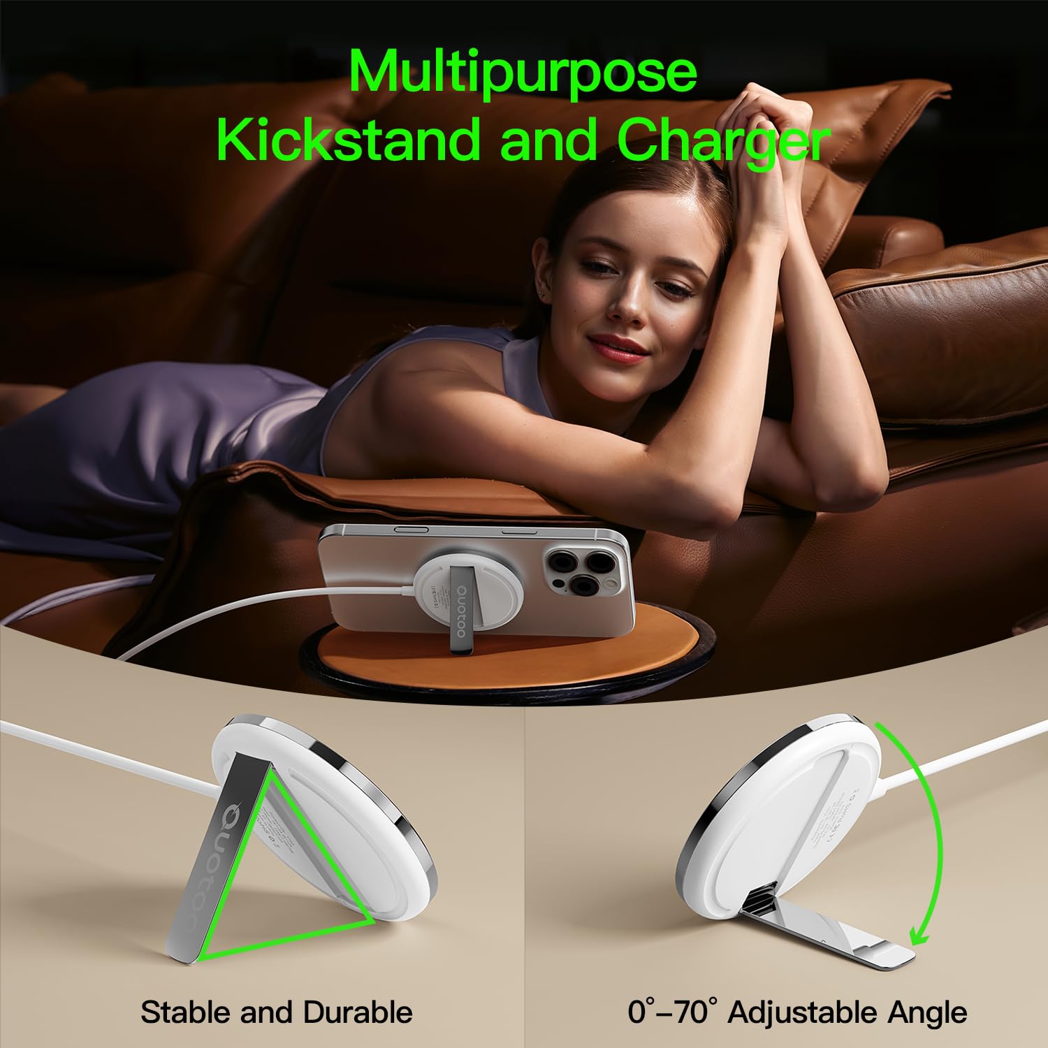 Ouotoo comparado con AirPods para mostrar tamaño portátil