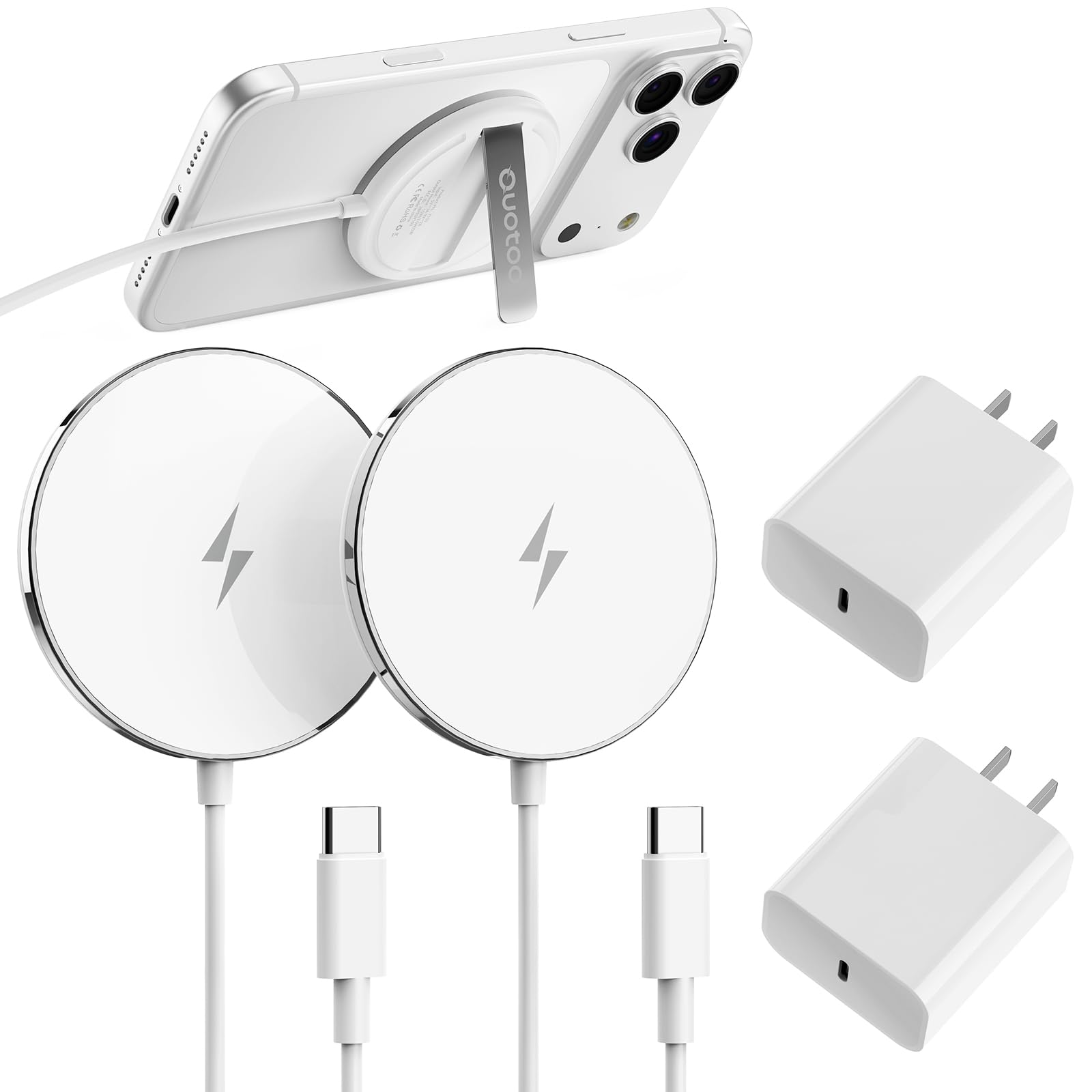 Ouotoo pad MagSafe frontal mostrando diseño compacto y carga rápida
