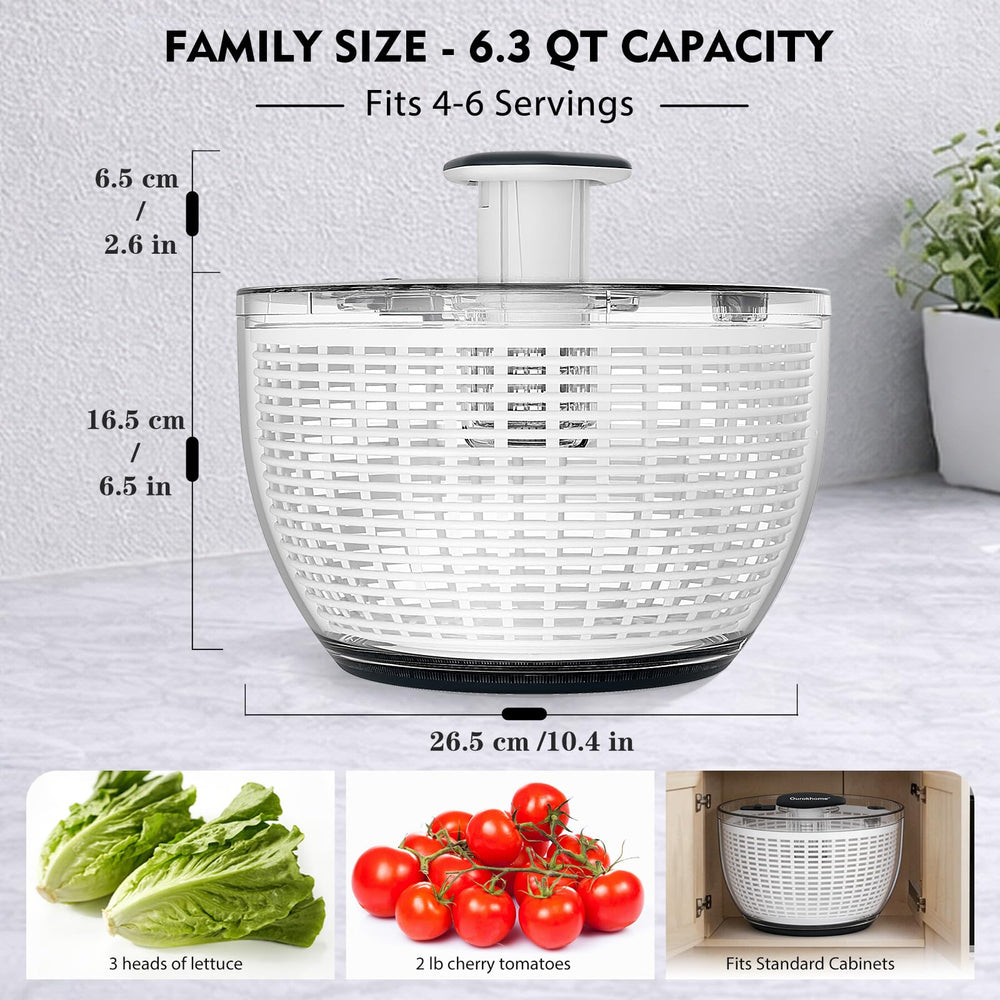 Ourokhome close-up of rotating basket highlighting even drying benefit