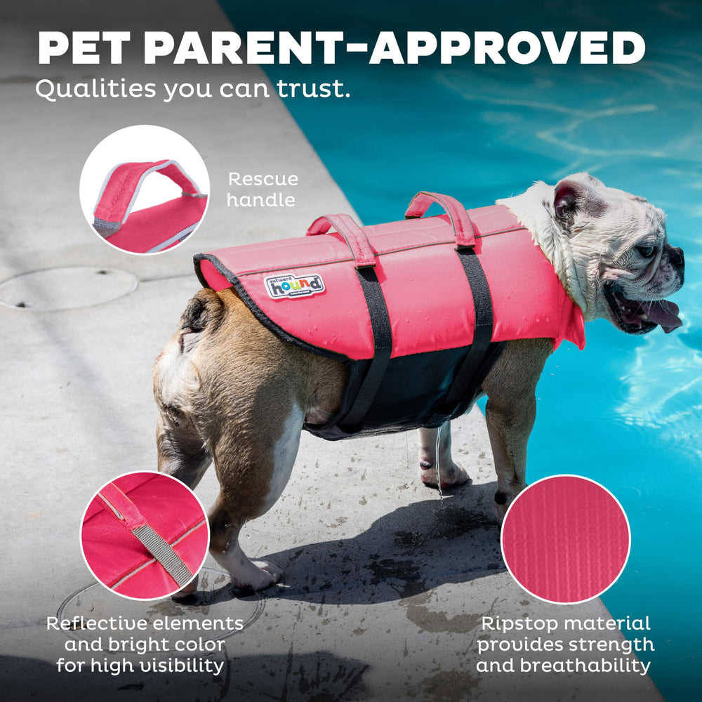 Outward Hound reflective trim visible on jacket for low-light safety