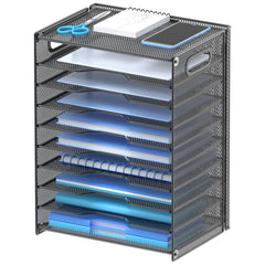 OUTWOLF vista frontal del organizador con 10 bandejas, orden instantáneo