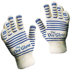 Ove Glove worn while grilling offering secure grip and heat protection