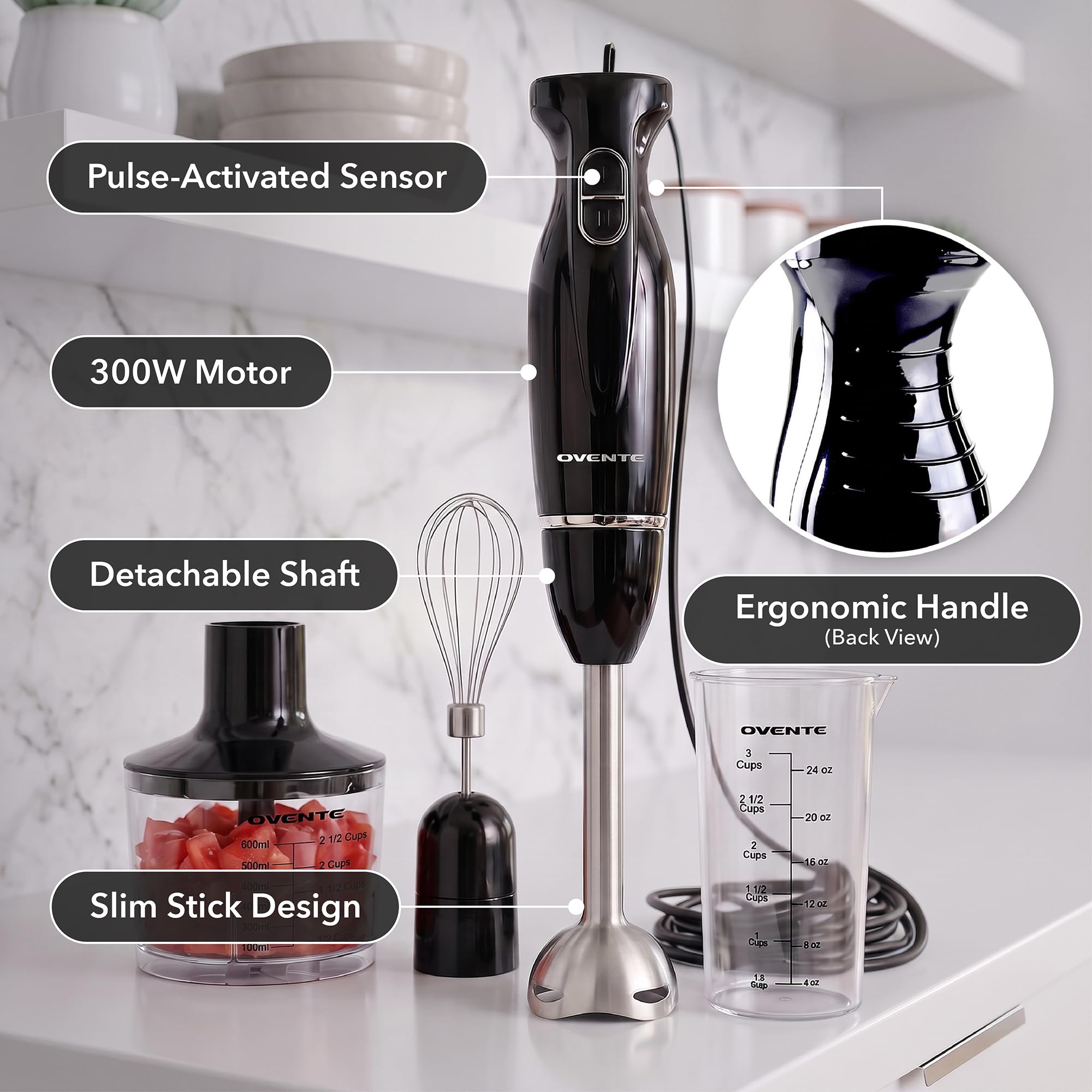 OVENTE food chopper detail emphasizing quick small-quantity chopping