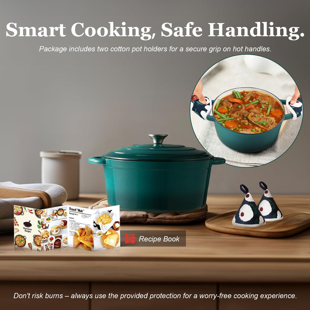 Overmont tamaño 7QT junto a utensilios, capacidad para 5–8 personas