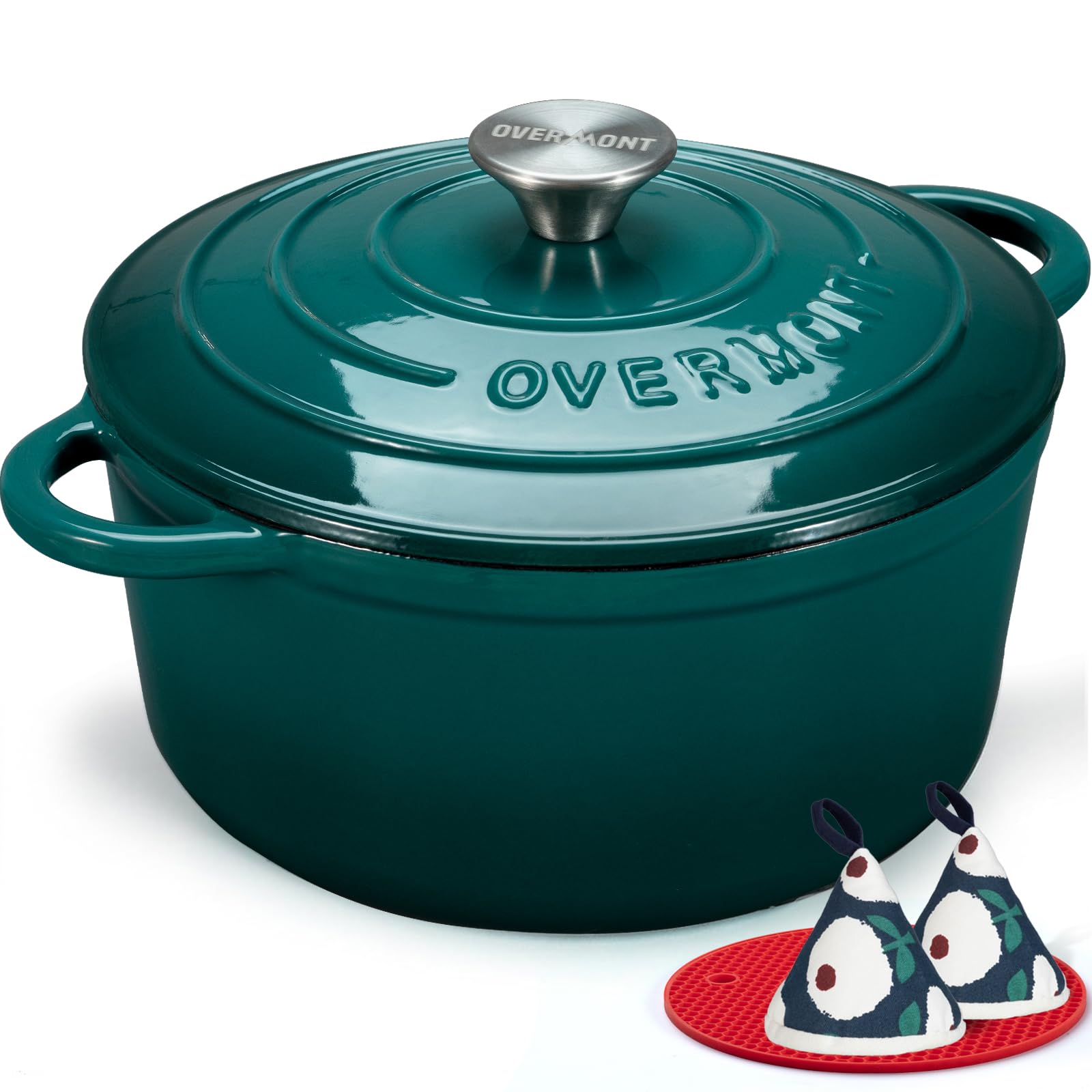 Overmont olla en frente verde botella, aspecto elegante para servir