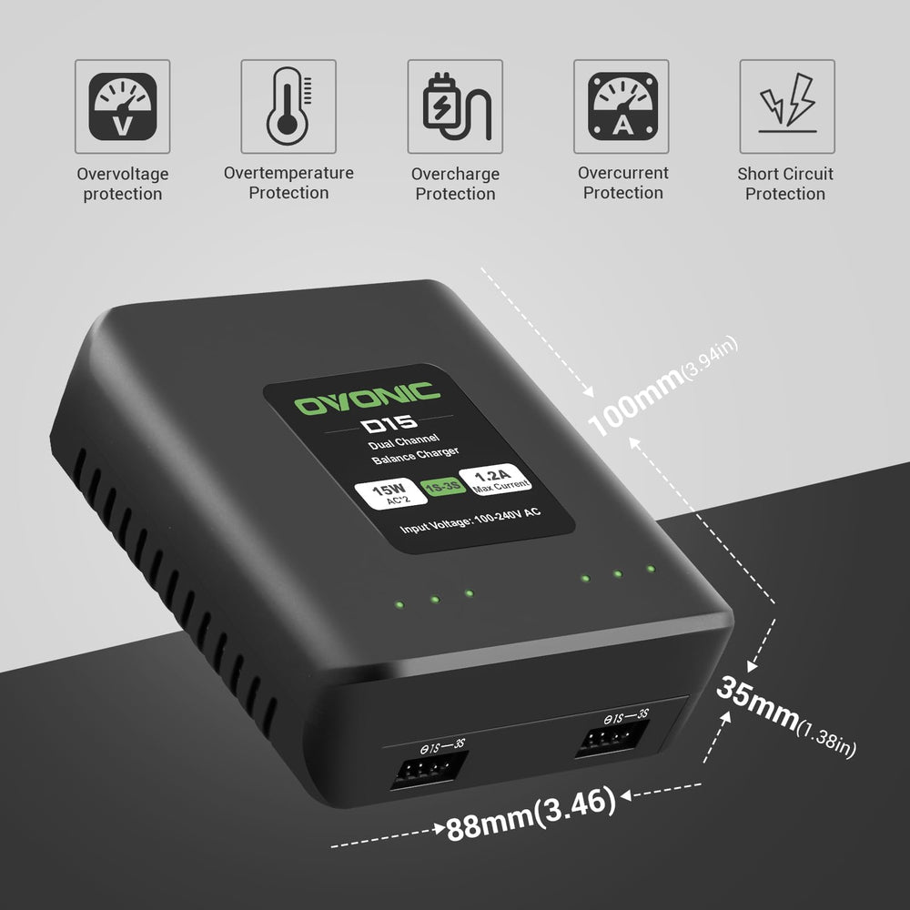 OVONIC D15 contenido de caja con cable y manual para inicio rápido