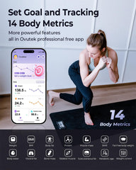 Ovutek mostrando la app con gráficos semanales y sincronización