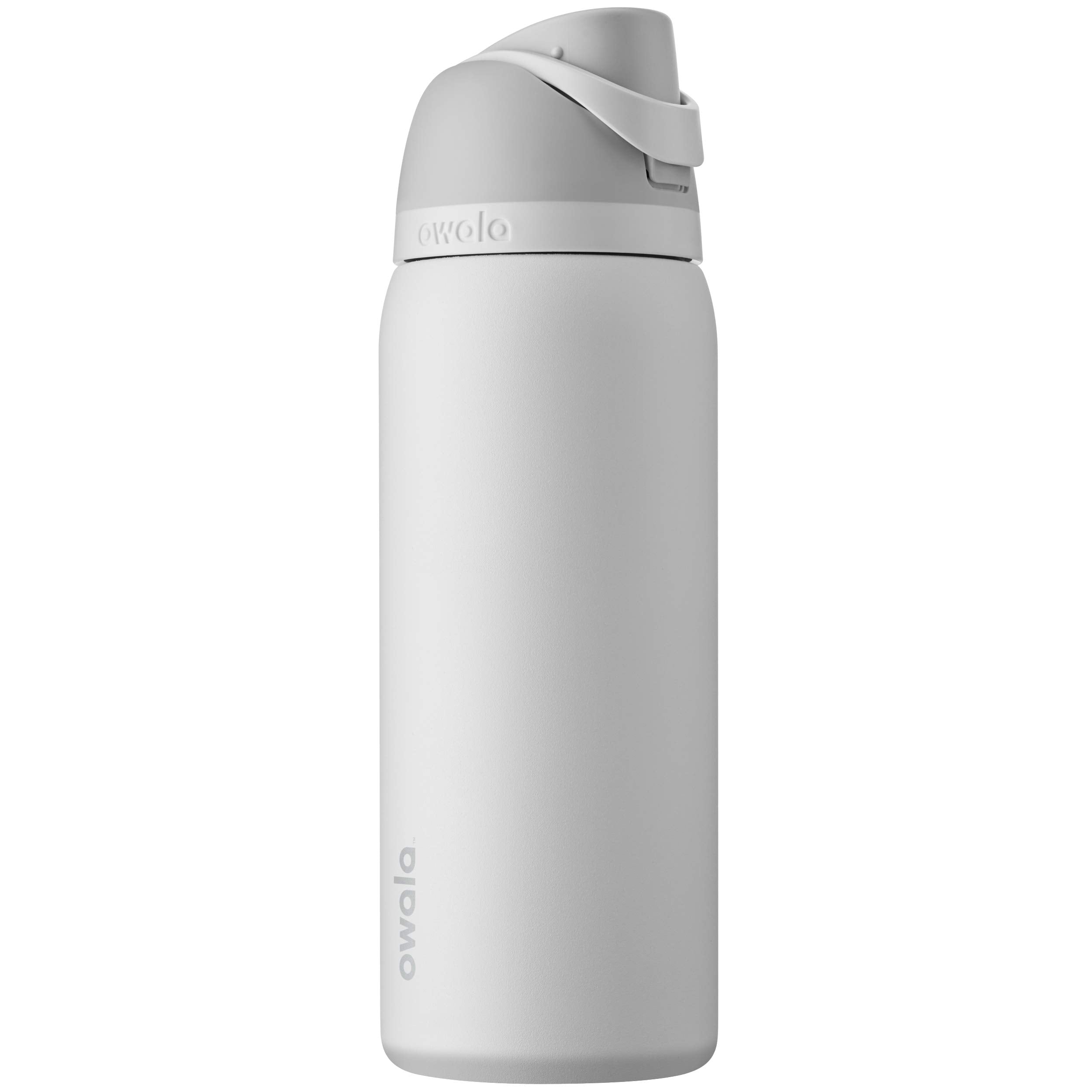 Owala FreeSip vista frontal 32 oz, diseño compacto y color Shy Marshmallow