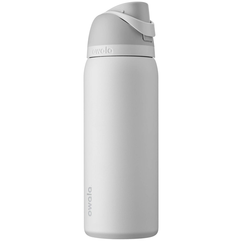Owala FreeSip vista frontal 32 oz, diseño compacto y color Shy Marshmallow