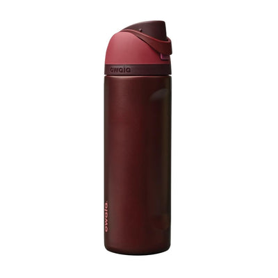 Owala FreeSip front view Black Cherry shows sleek insulated design and portability