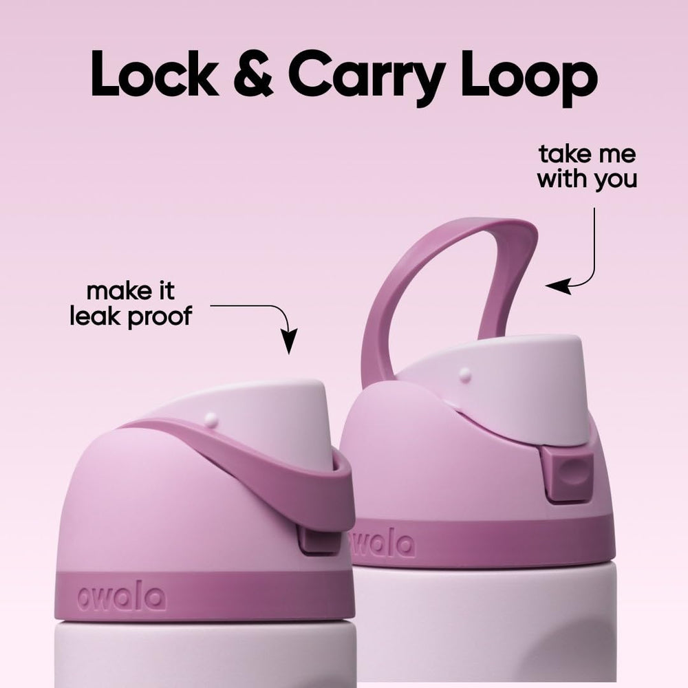 Owala FreeSip Lilac built-in straw detail demonstrating two-way sipping convenience