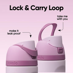 Owala FreeSip Lilac built-in straw detail demonstrating two-way sipping convenience