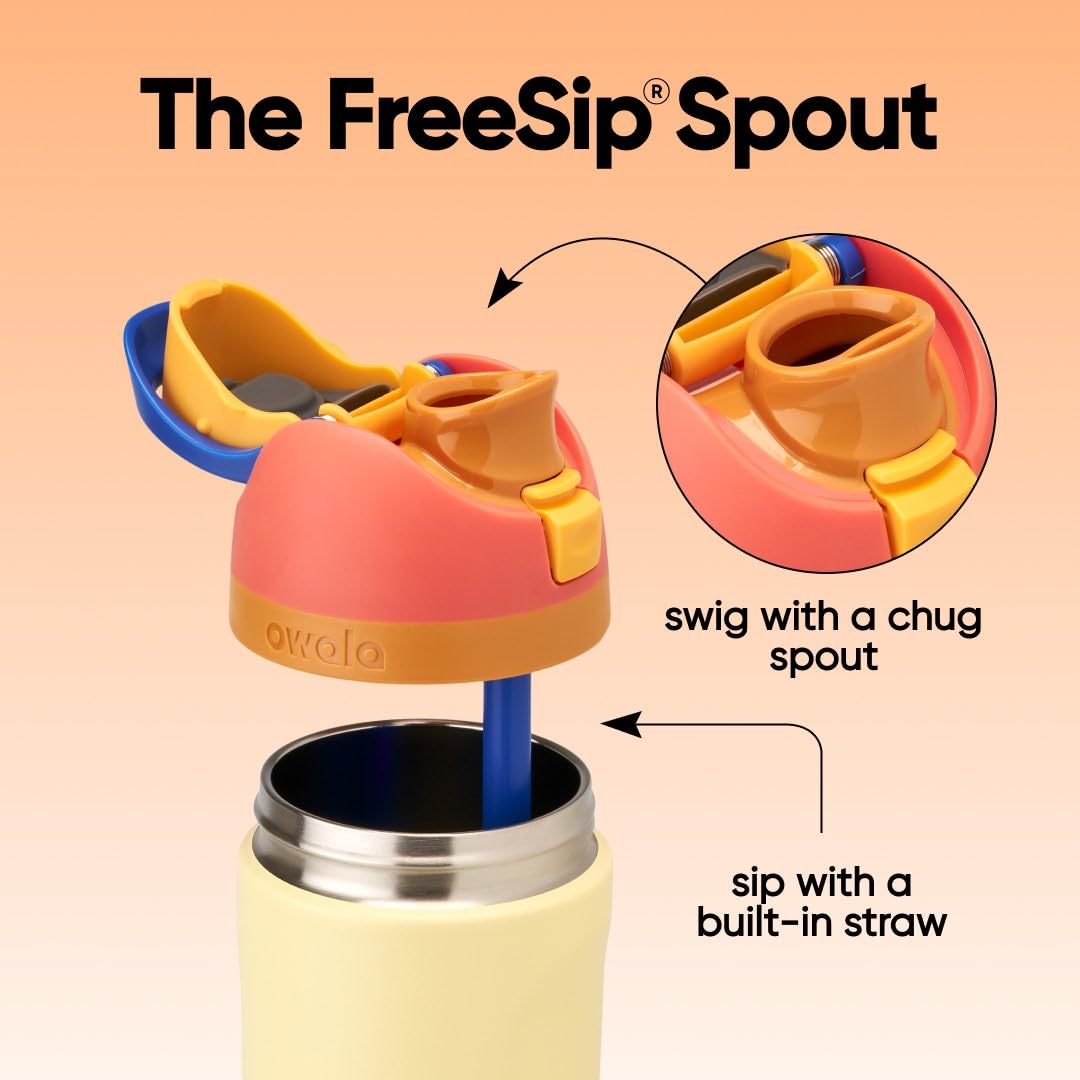 Owala FreeSip spout close-up showing straw and dual-drink convenience