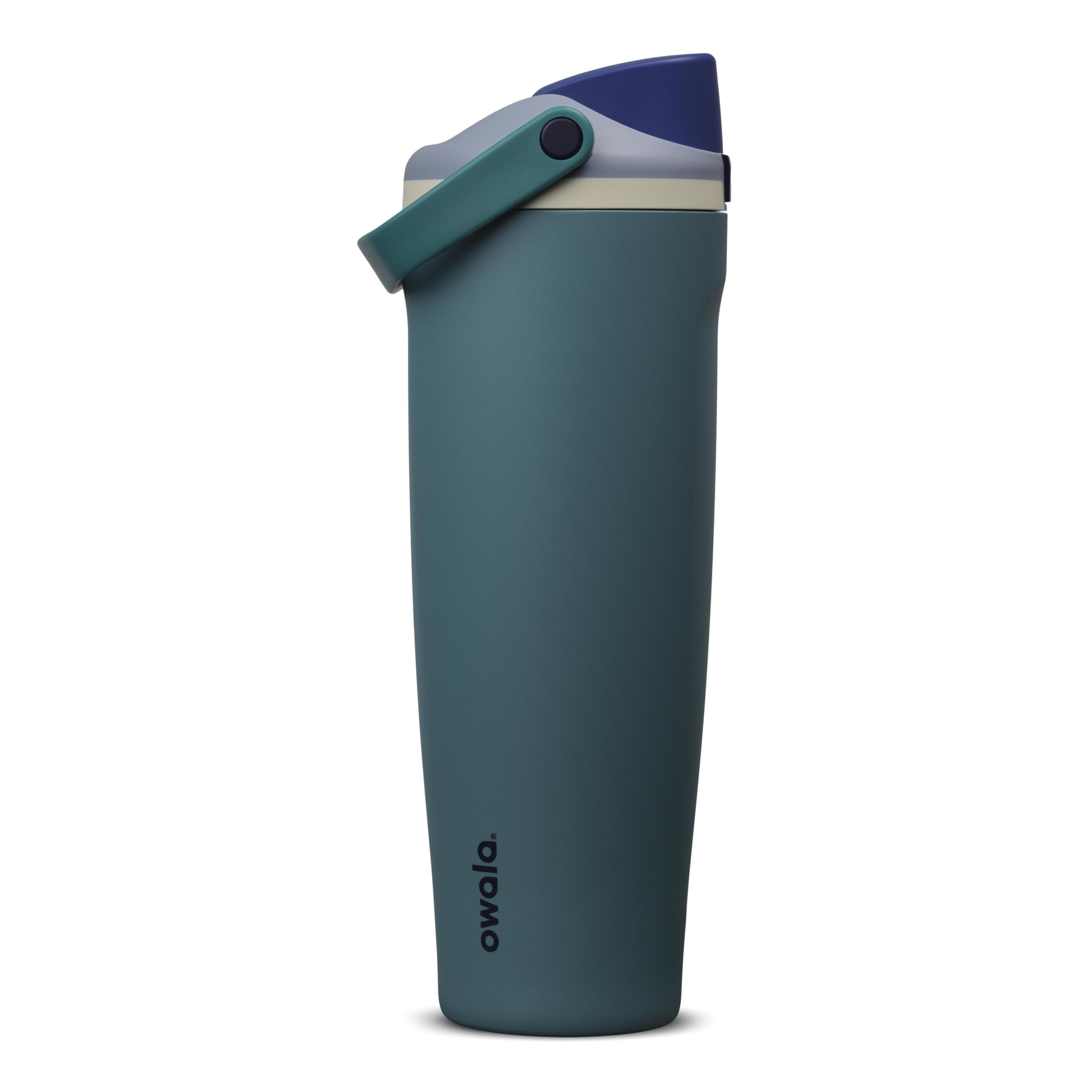 Owala FreeSip Sway frontal en denim mostrando diseño moderno y capacidad