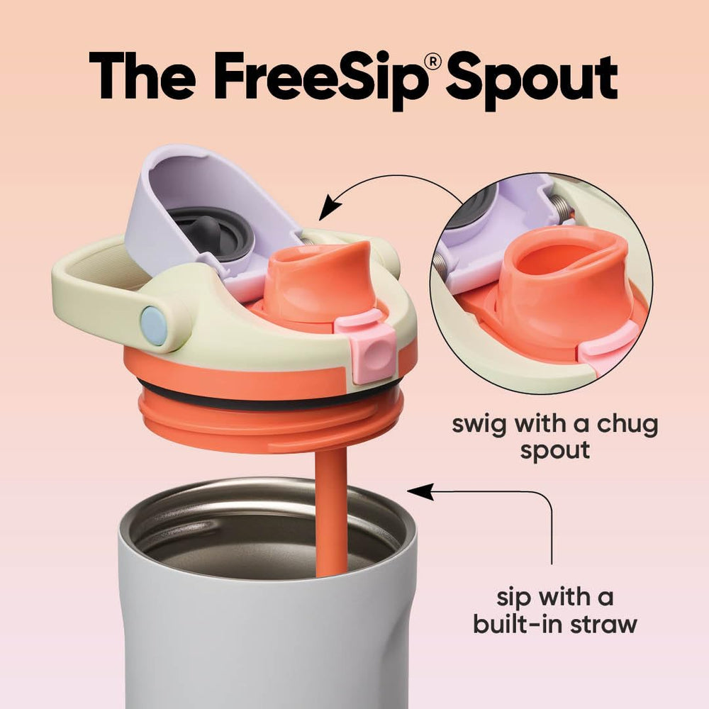 Owala FreeSip Sway bucket handle close-up showing comfortable grab and easy transport
