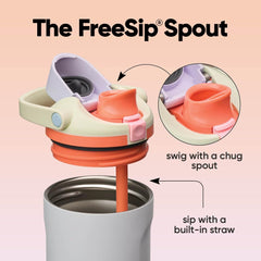 Owala FreeSip Sway bucket handle close-up showing comfortable grab and easy transport