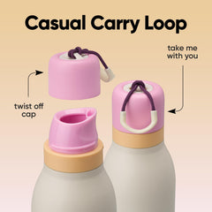 Owala FreeSip Twist detalle del acero inoxidable y acabado resistente
