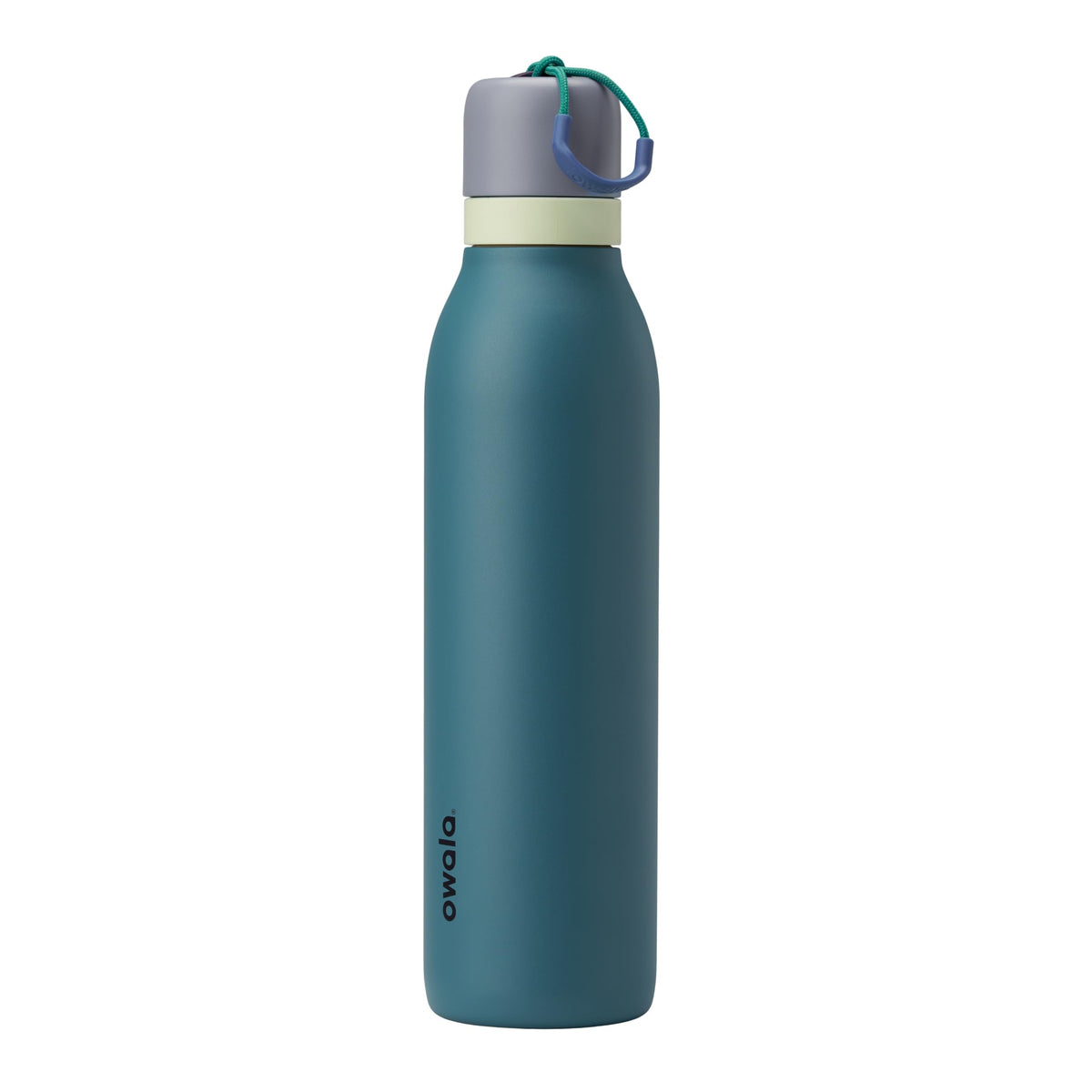 Owala FreeSip Twist frente denim mostrando diseño y tamaño práctico