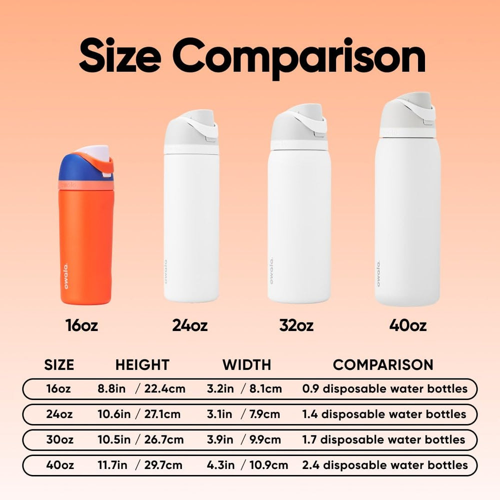 Owala FreeSip held in a child's hand showing 16 oz size and easy portability