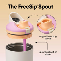 Owala FreeSip close-up of patented FreeSip spout showing sip or swig options for convenience