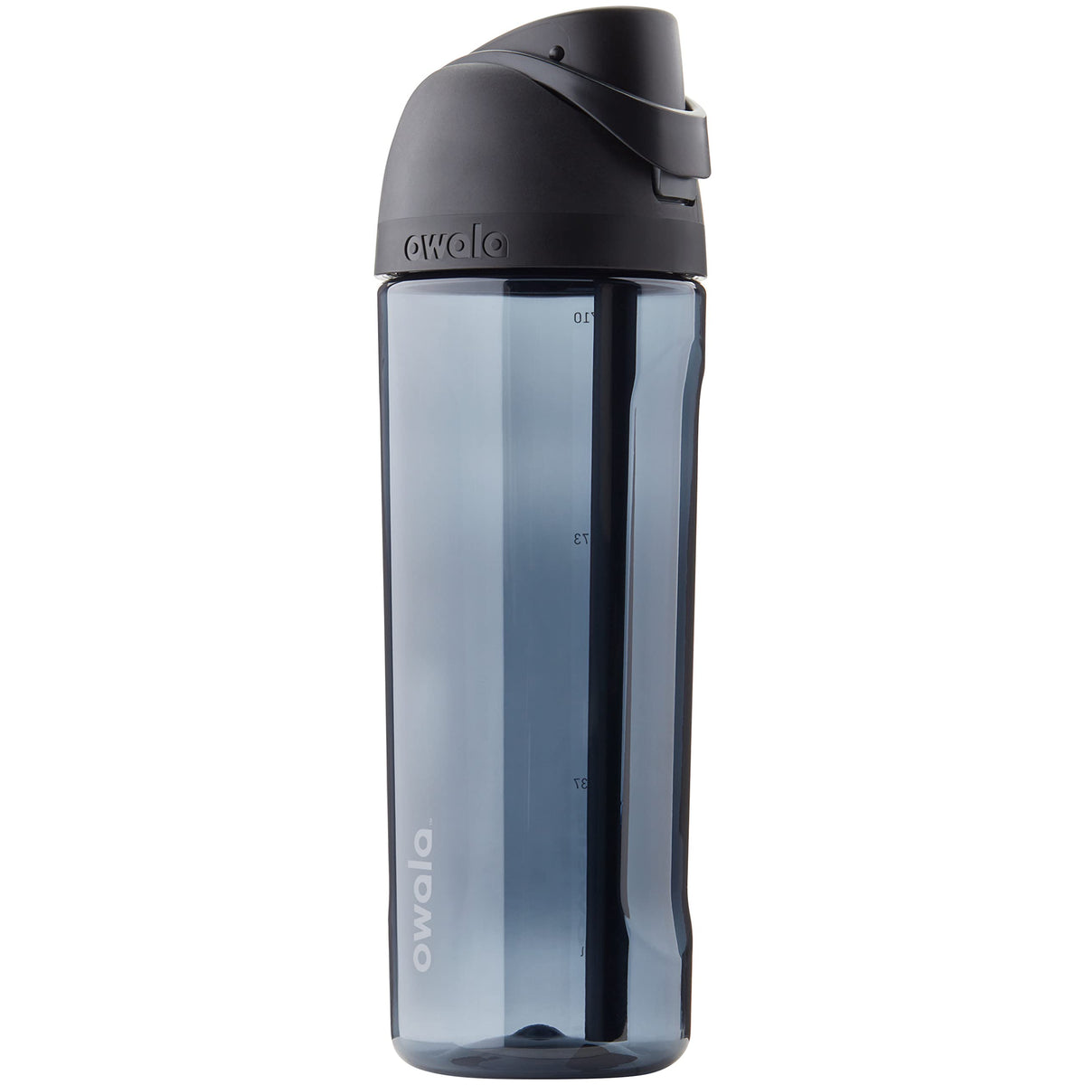 Owala FreeSip front view showing bottle shape and color, clear brand visibility and portability