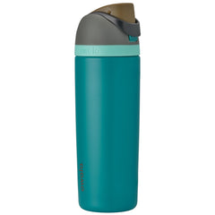Owala FreeSip front view in Tropical Rain showing lid and portable loop for easy carrying
