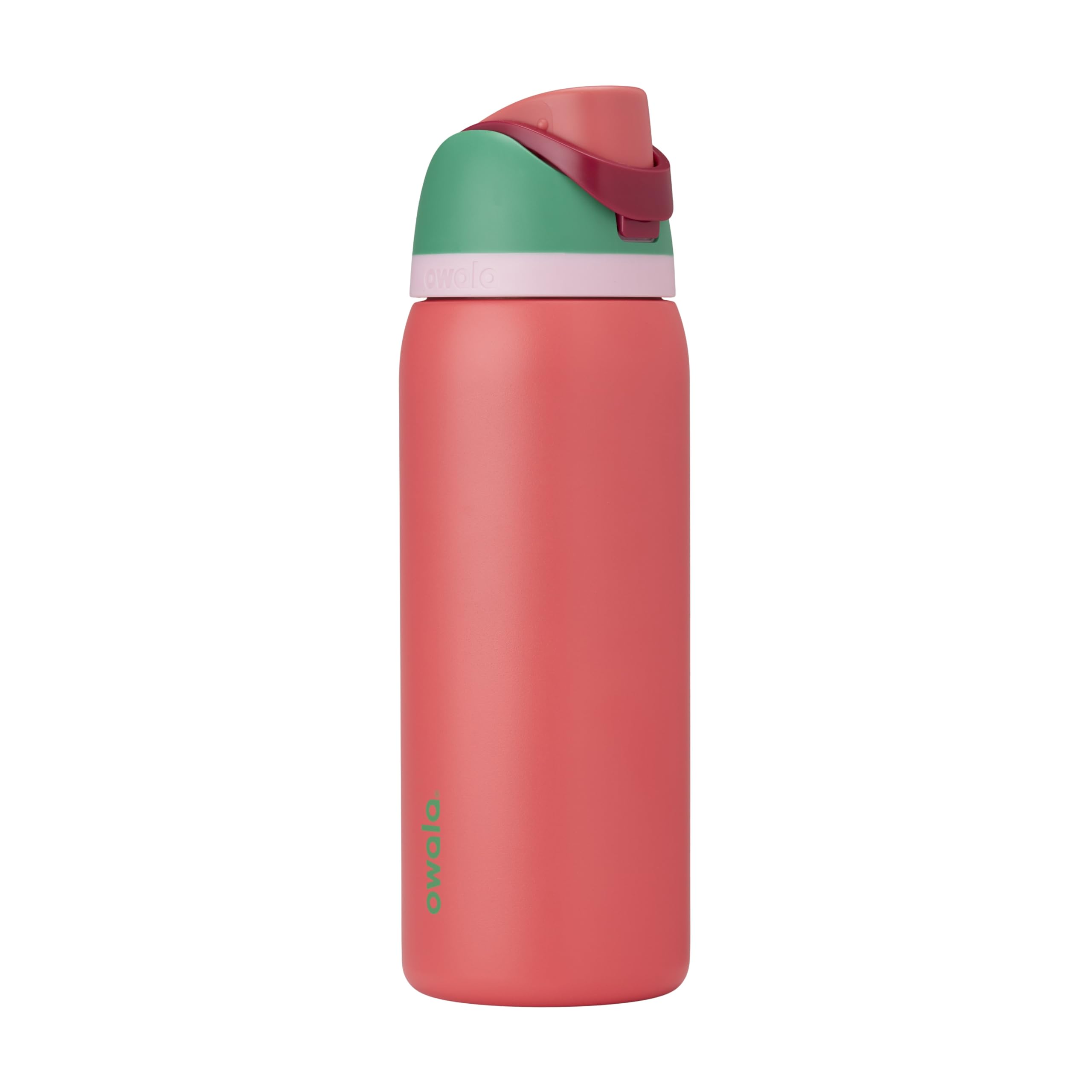 Owala FreeSip frontal Strawberry Fields mostrando diseño colorido y capacidad 32 oz