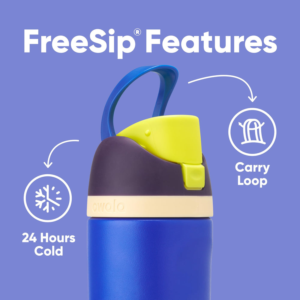 Child using Owala FreeSip straw demonstrating easy sipping on the go