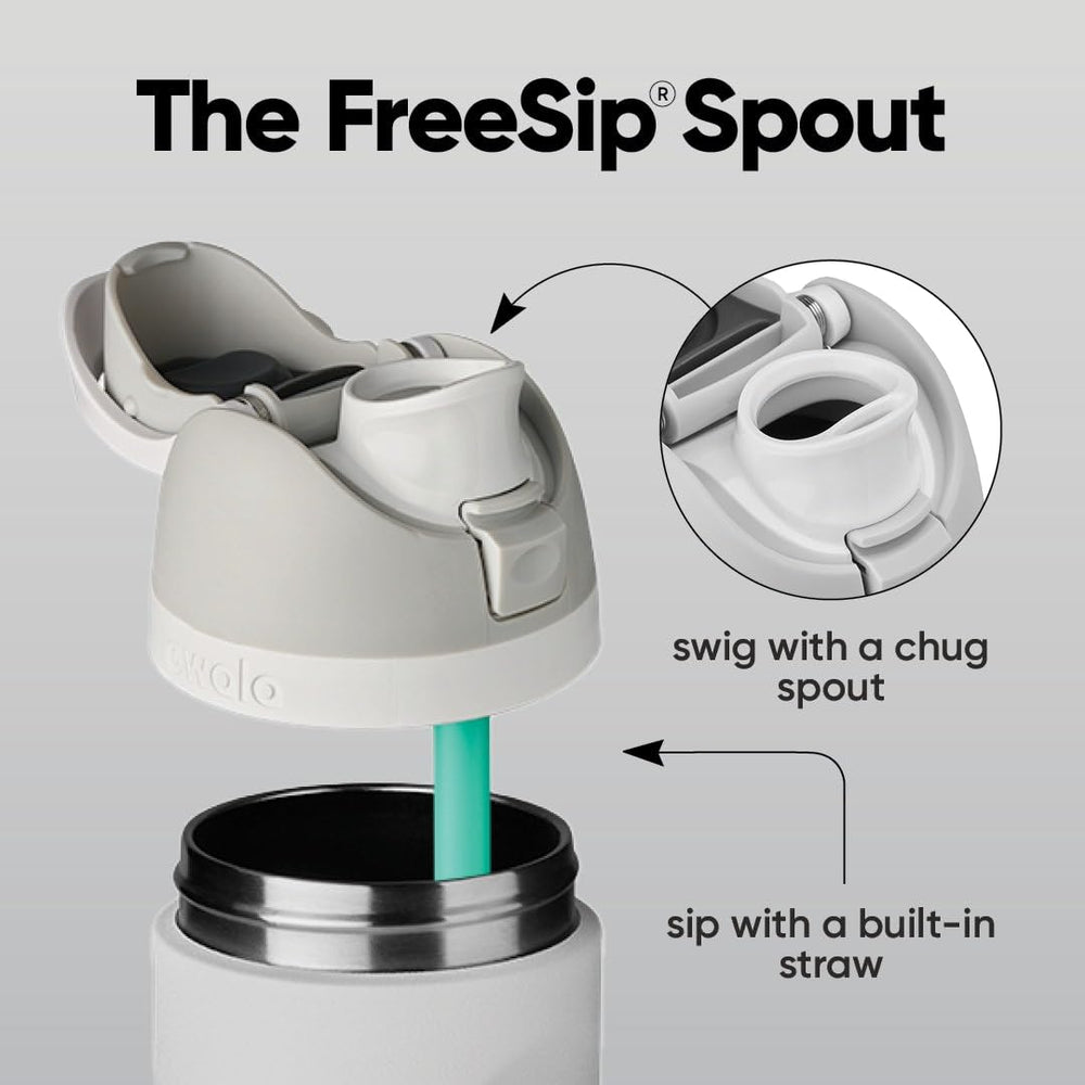 Owala FreeSip Peachy Keen tapa con botón y seguro que evita derrames