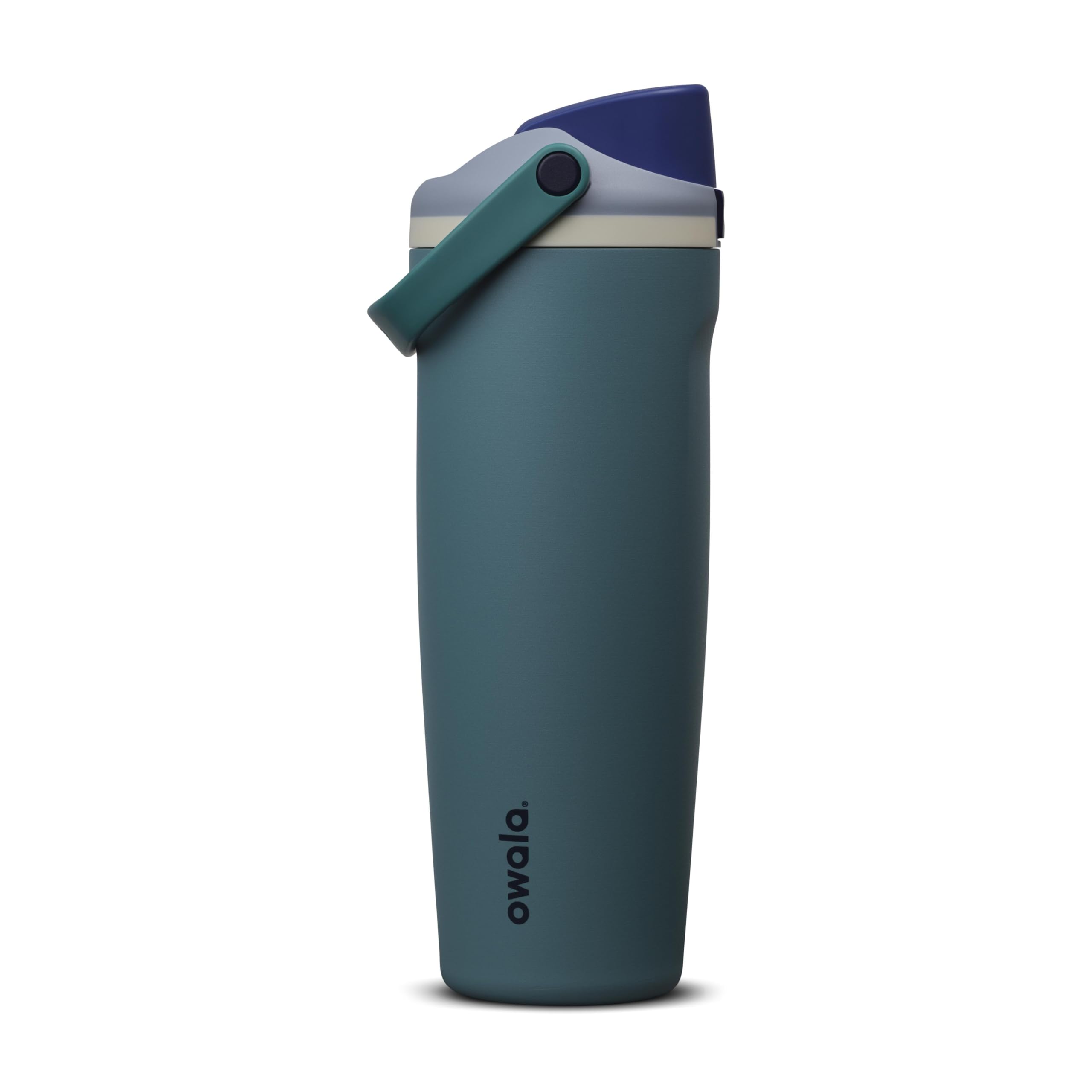 Owala FreeSip Sway front view in denim showing clean design and portability