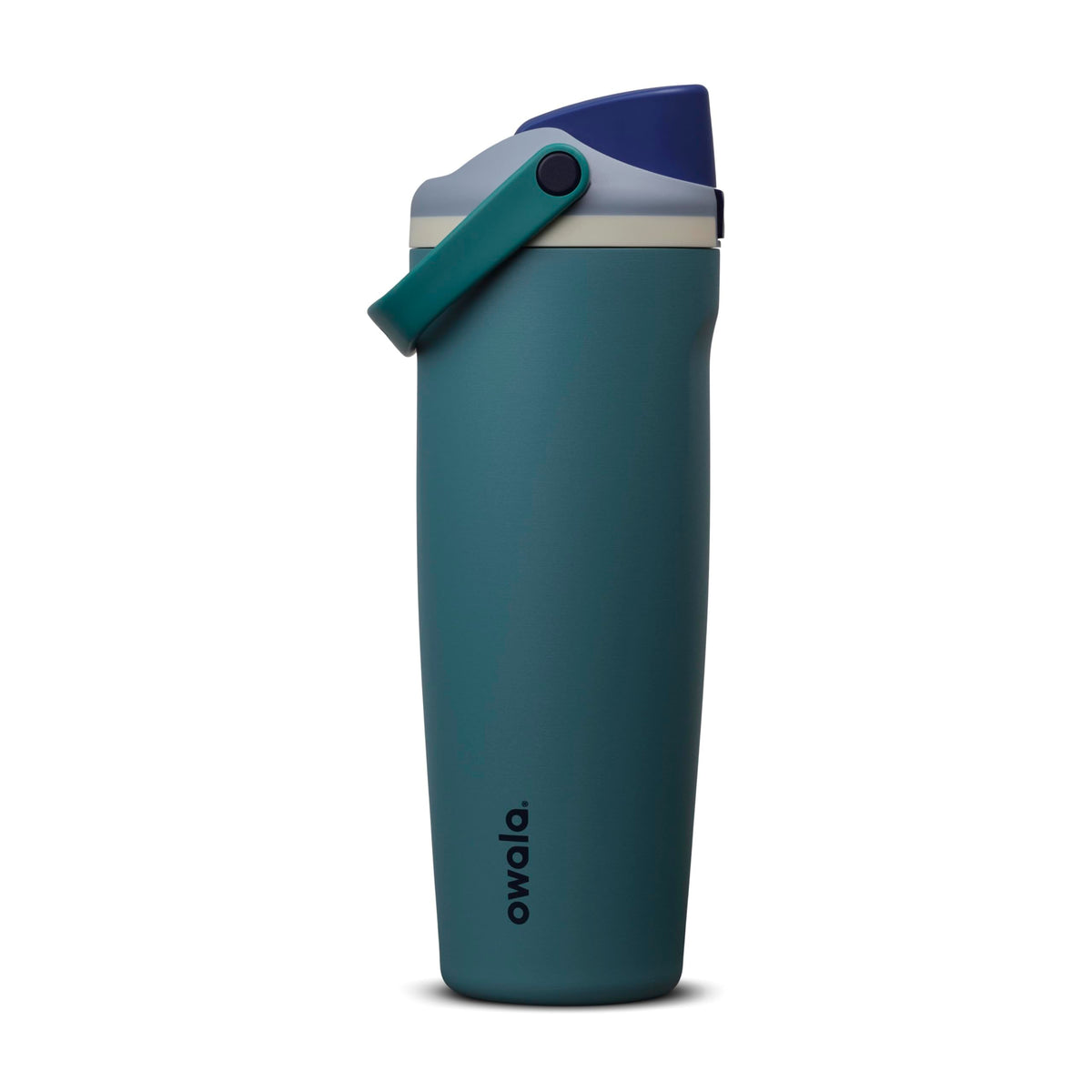 Owala FreeSip Sway front view in denim showing clean design and portability