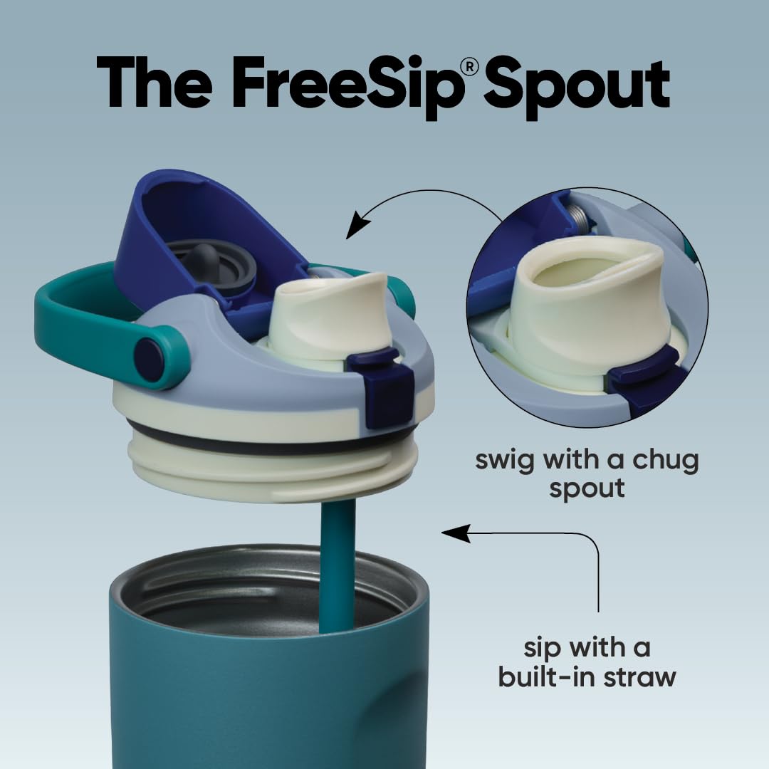 Owala FreeSip Sway close-up of patented 2-in-1 spout for versatile drinking
