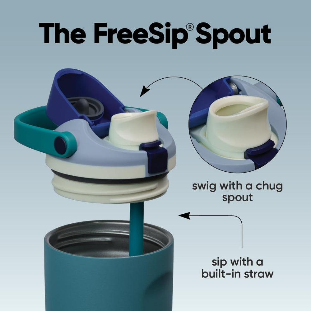Owala FreeSip Sway close-up of patented 2-in-1 spout for versatile drinking