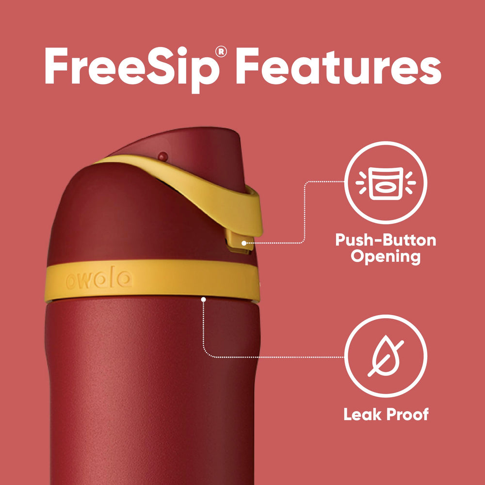 Owala Gryffindor base seated in a cup holder, demonstrates stable travel fit