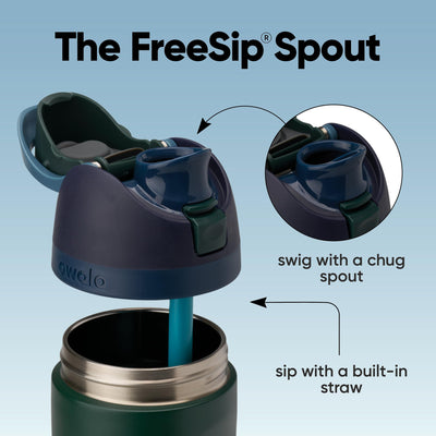 Owala lid close-up highlighting push-button lock and hygiene benefit
