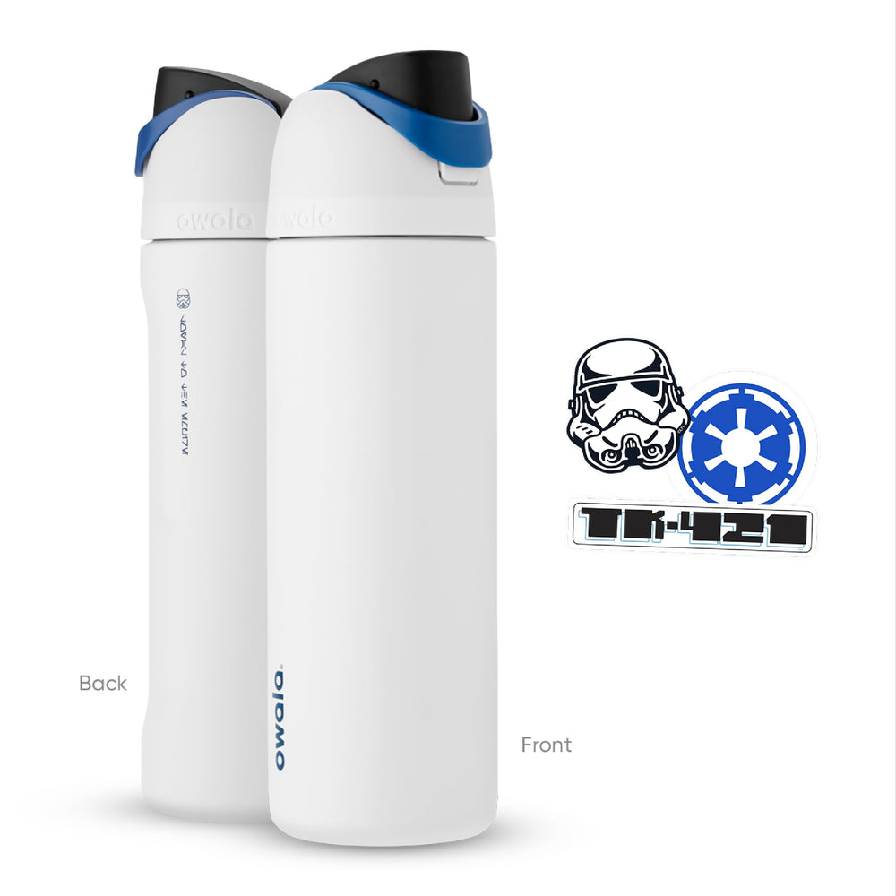 Owala Stormtrooper with ice visible demonstrating 24-hour cold retention